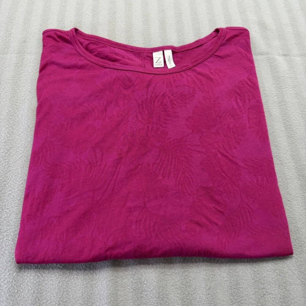 Z by Zella Womens 2X Pink Leaf Burnout Tie Back Top Plus Size Yoga Athleisure